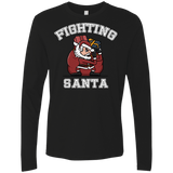 T-Shirts Black / S Fighting Santa Men's Premium Long Sleeve