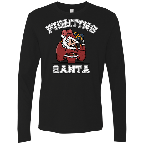 T-Shirts Black / S Fighting Santa Men's Premium Long Sleeve
