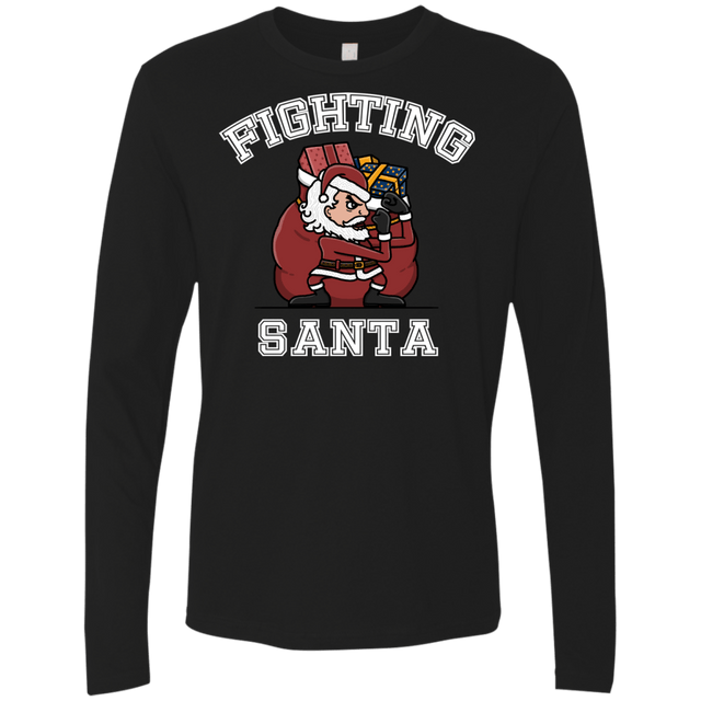T-Shirts Black / S Fighting Santa Men's Premium Long Sleeve