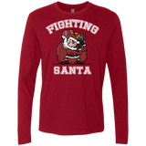 T-Shirts Cardinal / S Fighting Santa Men's Premium Long Sleeve