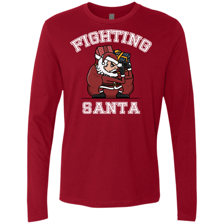 T-Shirts Cardinal / S Fighting Santa Men's Premium Long Sleeve