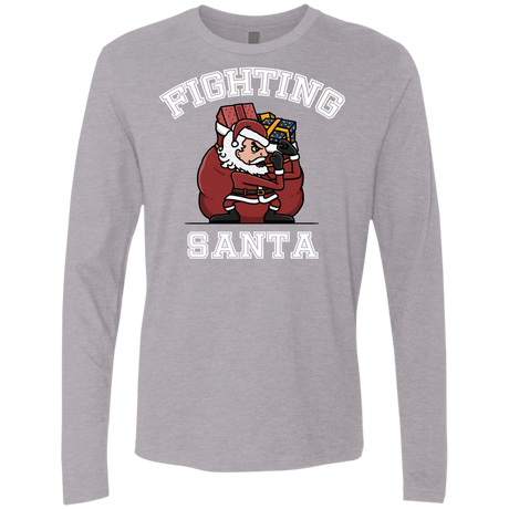 T-Shirts Heather Grey / S Fighting Santa Men's Premium Long Sleeve
