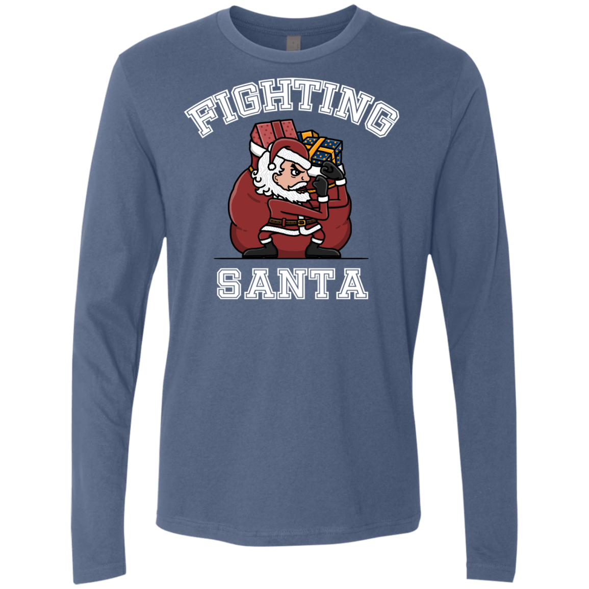 T-Shirts Indigo / S Fighting Santa Men's Premium Long Sleeve