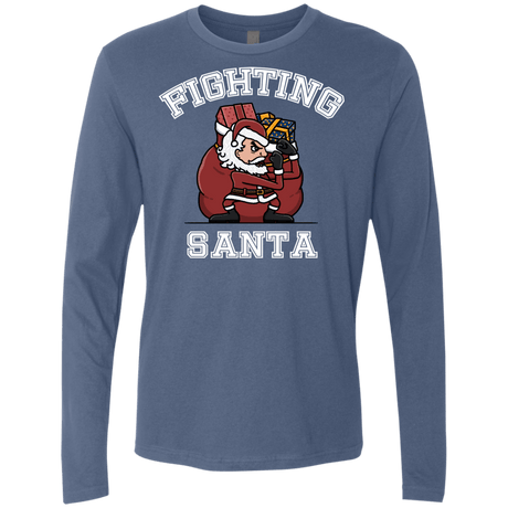 T-Shirts Indigo / S Fighting Santa Men's Premium Long Sleeve