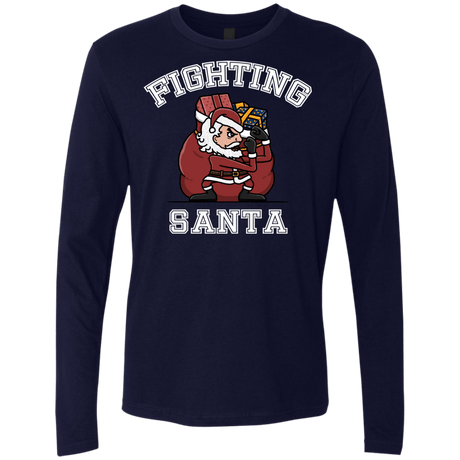 T-Shirts Midnight Navy / S Fighting Santa Men's Premium Long Sleeve