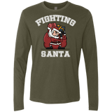 T-Shirts Military Green / S Fighting Santa Men's Premium Long Sleeve