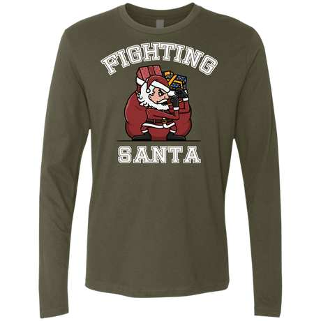 T-Shirts Military Green / S Fighting Santa Men's Premium Long Sleeve