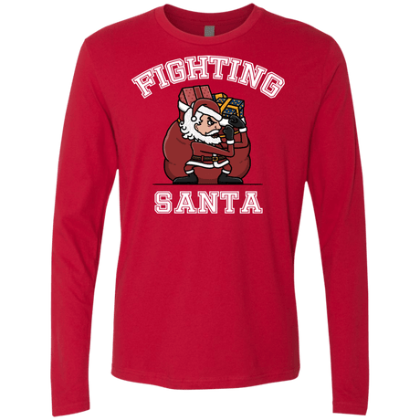 T-Shirts Red / S Fighting Santa Men's Premium Long Sleeve