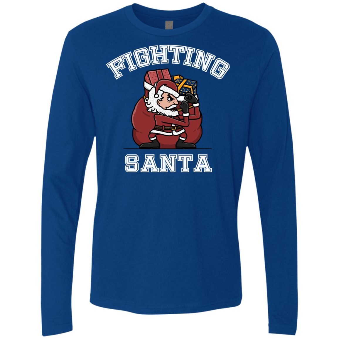 T-Shirts Royal / S Fighting Santa Men's Premium Long Sleeve