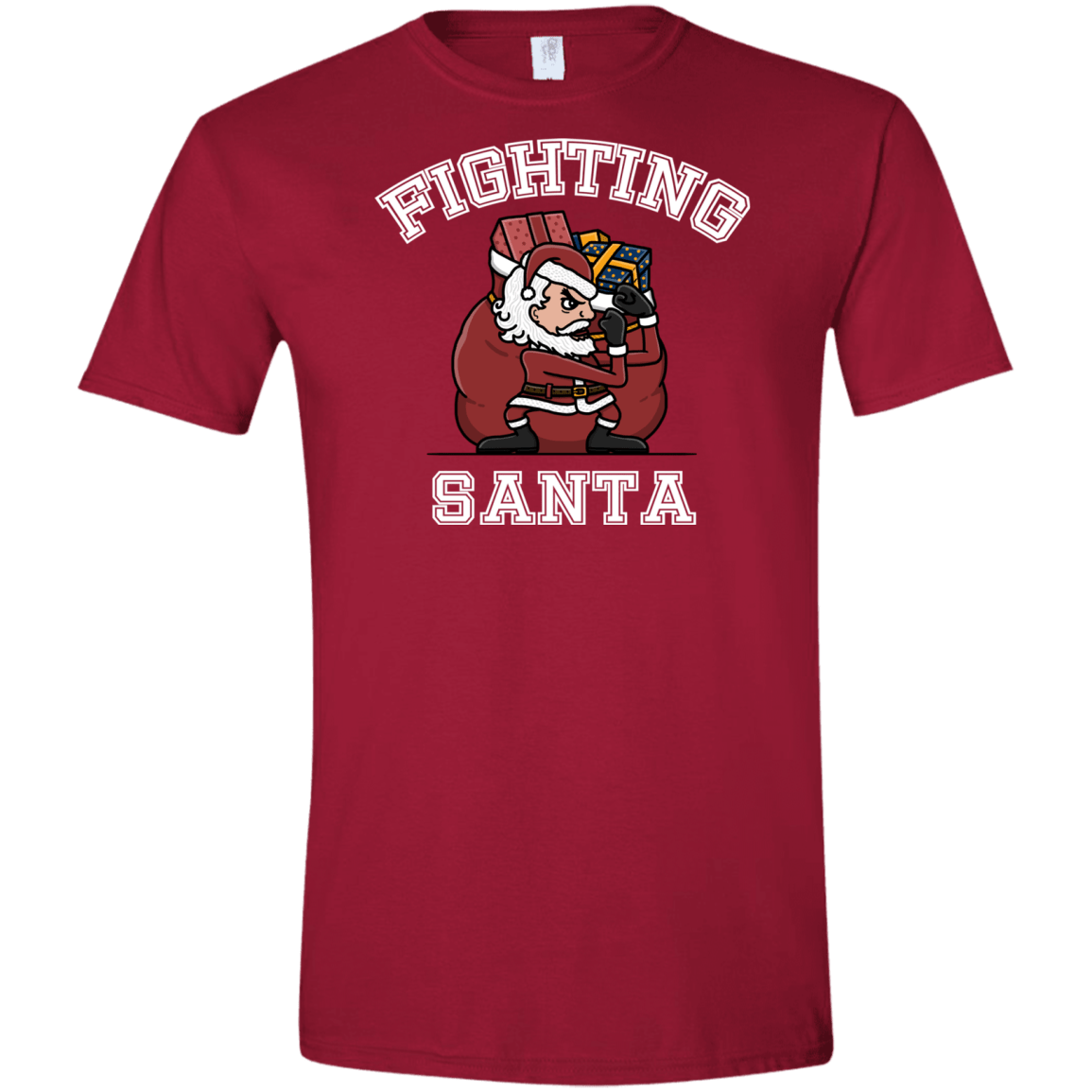 T-Shirts Cardinal Red / S Fighting Santa Men's Semi-Fitted Softstyle