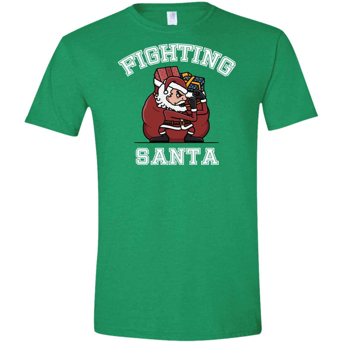 T-Shirts Heather Irish Green / S Fighting Santa Men's Semi-Fitted Softstyle