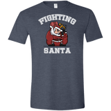 T-Shirts Heather Navy / S Fighting Santa Men's Semi-Fitted Softstyle