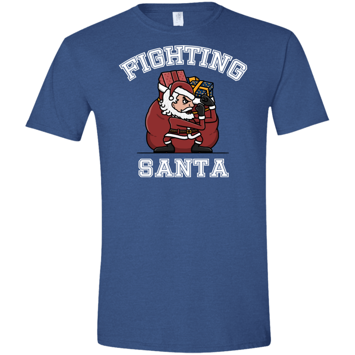 T-Shirts Heather Royal / X-Small Fighting Santa Men's Semi-Fitted Softstyle
