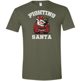 T-Shirts Military Green / S Fighting Santa Men's Semi-Fitted Softstyle