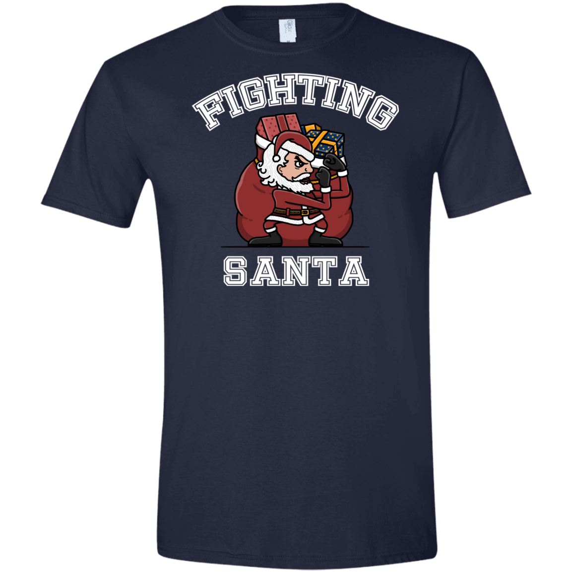 T-Shirts Navy / X-Small Fighting Santa Men's Semi-Fitted Softstyle