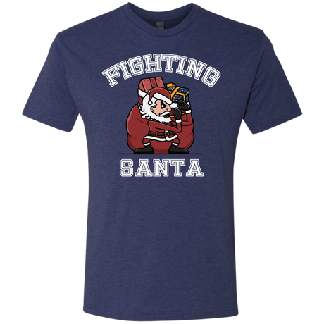T-Shirts Vintage Navy / S Fighting Santa Men's Triblend T-Shirt