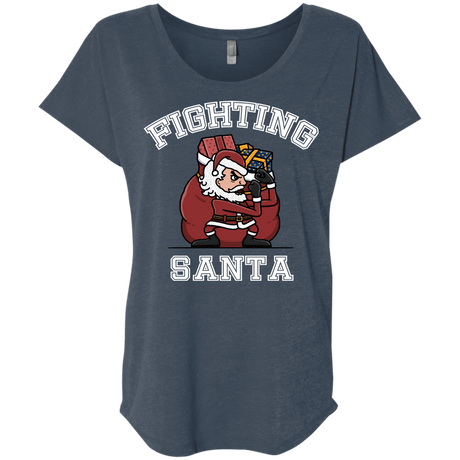 T-Shirts Indigo / X-Small Fighting Santa Triblend Dolman Sleeve