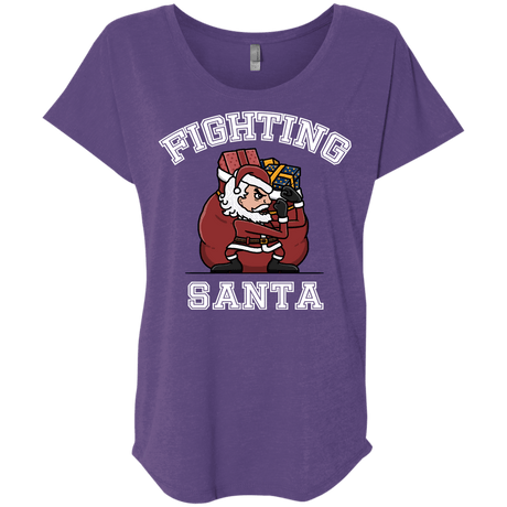 T-Shirts Purple Rush / X-Small Fighting Santa Triblend Dolman Sleeve