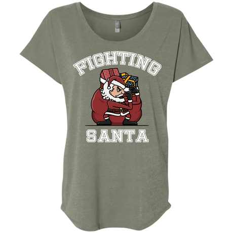 T-Shirts Venetian Grey / X-Small Fighting Santa Triblend Dolman Sleeve