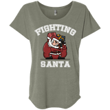 T-Shirts Venetian Grey / X-Small Fighting Santa Triblend Dolman Sleeve