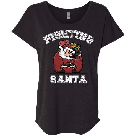 T-Shirts Vintage Black / X-Small Fighting Santa Triblend Dolman Sleeve