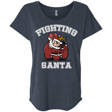 T-Shirts Vintage Navy / X-Small Fighting Santa Triblend Dolman Sleeve