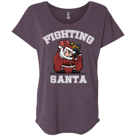 T-Shirts Vintage Purple / X-Small Fighting Santa Triblend Dolman Sleeve