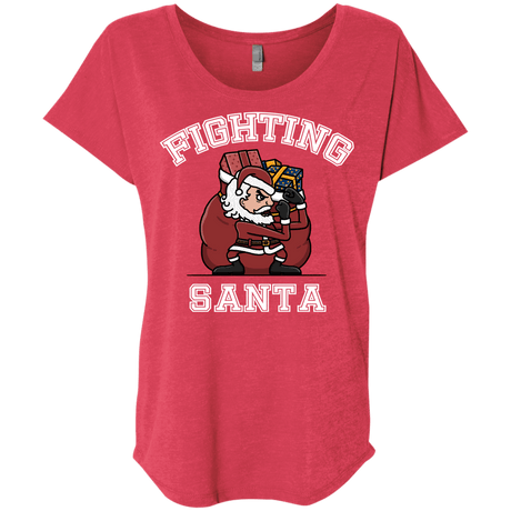 T-Shirts Vintage Red / X-Small Fighting Santa Triblend Dolman Sleeve
