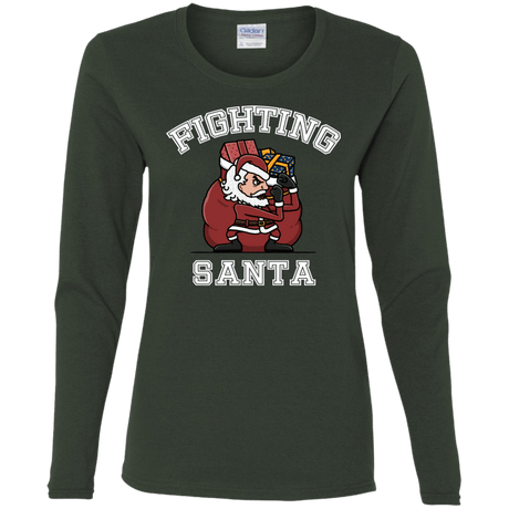 T-Shirts Forest / S Fighting Santa Women's Long Sleeve T-Shirt