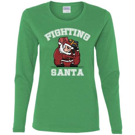 T-Shirts Irish Green / S Fighting Santa Women's Long Sleeve T-Shirt