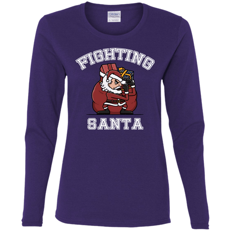 T-Shirts Purple / S Fighting Santa Women's Long Sleeve T-Shirt