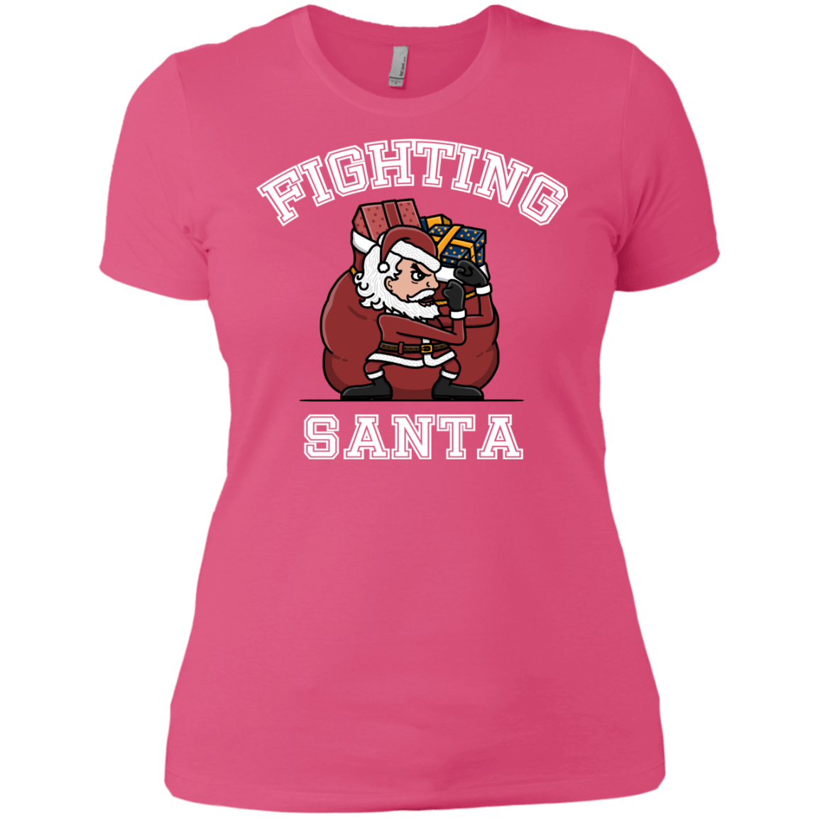 T-Shirts Hot Pink / X-Small Fighting Santa Women's Premium T-Shirt