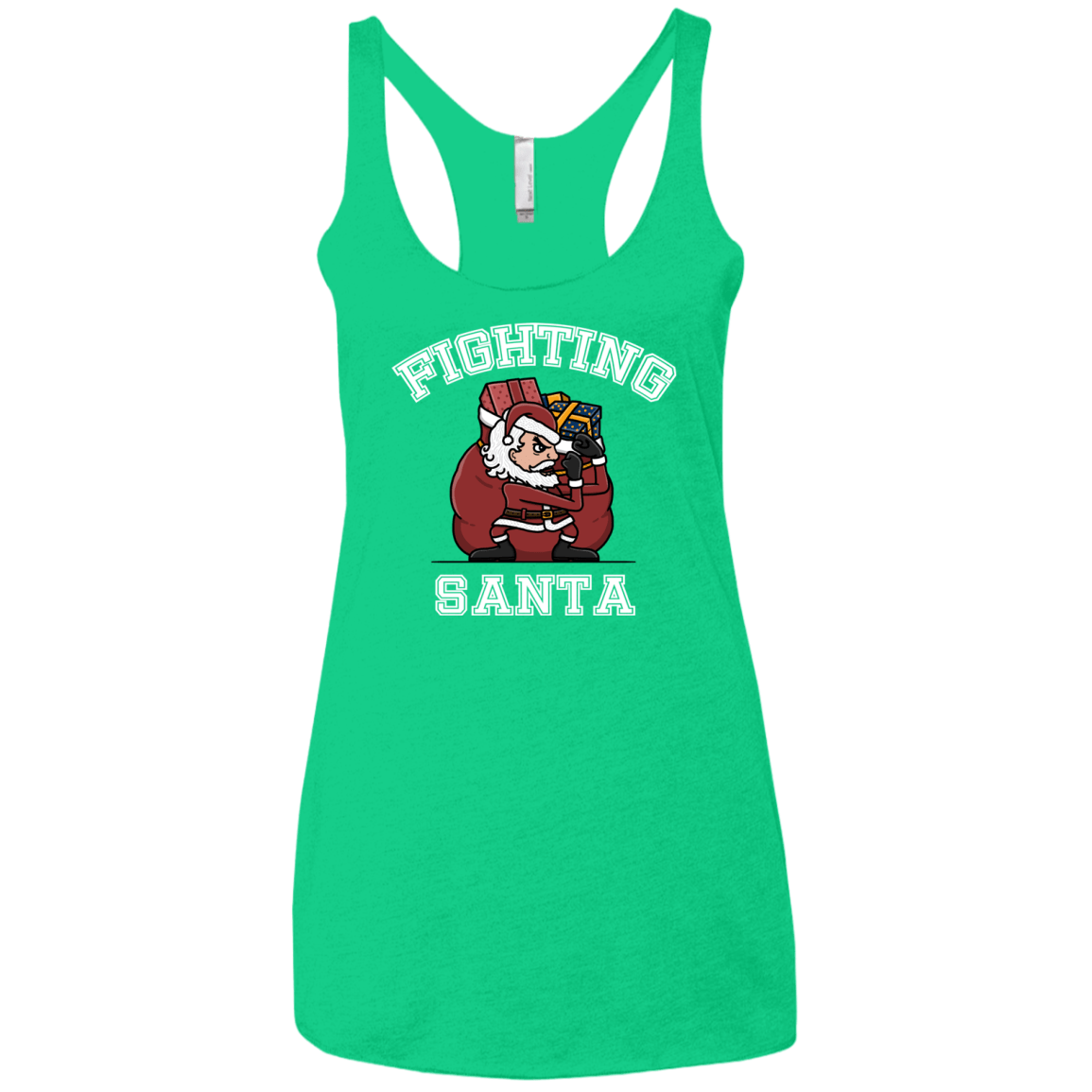 T-Shirts Envy / X-Small Fighting Santa Women's Triblend Racerback Tank