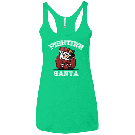 T-Shirts Envy / X-Small Fighting Santa Women's Triblend Racerback Tank