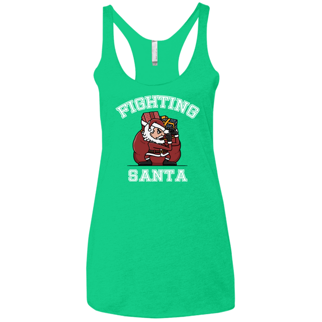 T-Shirts Envy / X-Small Fighting Santa Women's Triblend Racerback Tank