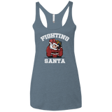 T-Shirts Indigo / X-Small Fighting Santa Women's Triblend Racerback Tank