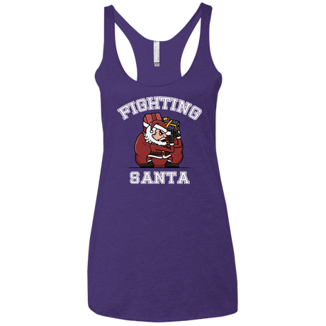T-Shirts Purple Rush / X-Small Fighting Santa Women's Triblend Racerback Tank