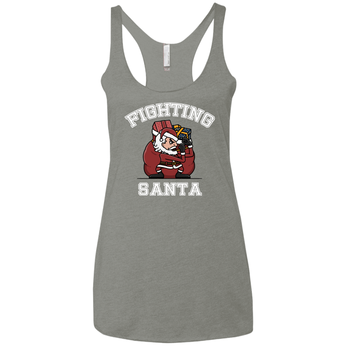 T-Shirts Venetian Grey / X-Small Fighting Santa Women's Triblend Racerback Tank