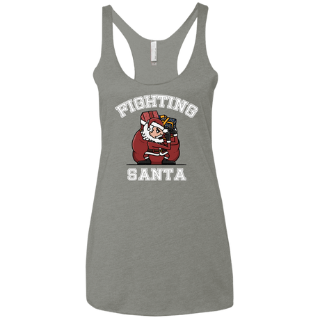 T-Shirts Venetian Grey / X-Small Fighting Santa Women's Triblend Racerback Tank