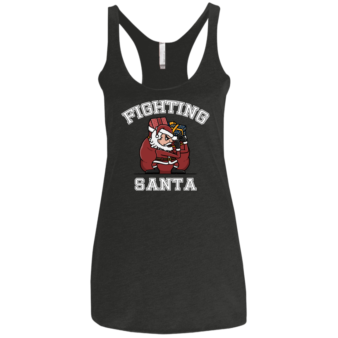 T-Shirts Vintage Black / X-Small Fighting Santa Women's Triblend Racerback Tank