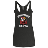 T-Shirts Vintage Black / X-Small Fighting Santa Women's Triblend Racerback Tank