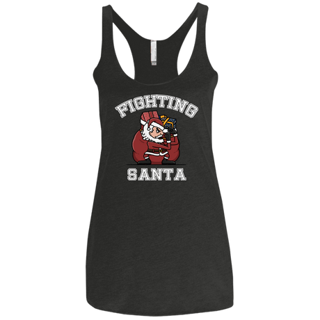 T-Shirts Vintage Black / X-Small Fighting Santa Women's Triblend Racerback Tank