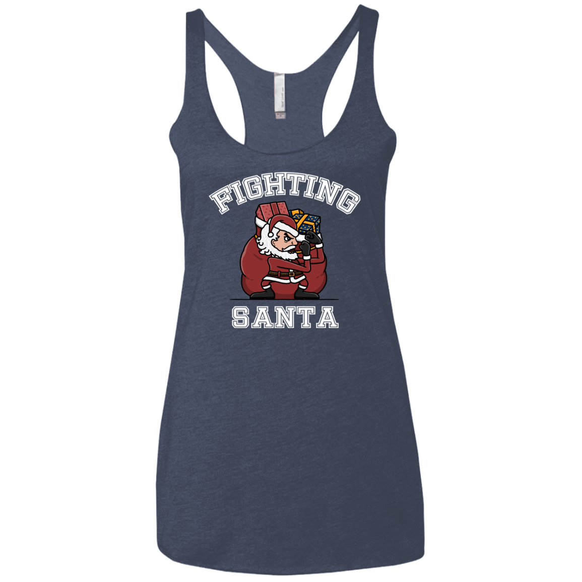 T-Shirts Vintage Navy / X-Small Fighting Santa Women's Triblend Racerback Tank