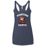 T-Shirts Vintage Navy / X-Small Fighting Santa Women's Triblend Racerback Tank