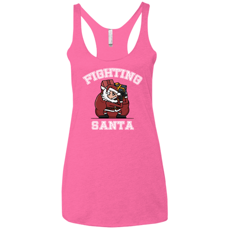T-Shirts Vintage Pink / X-Small Fighting Santa Women's Triblend Racerback Tank
