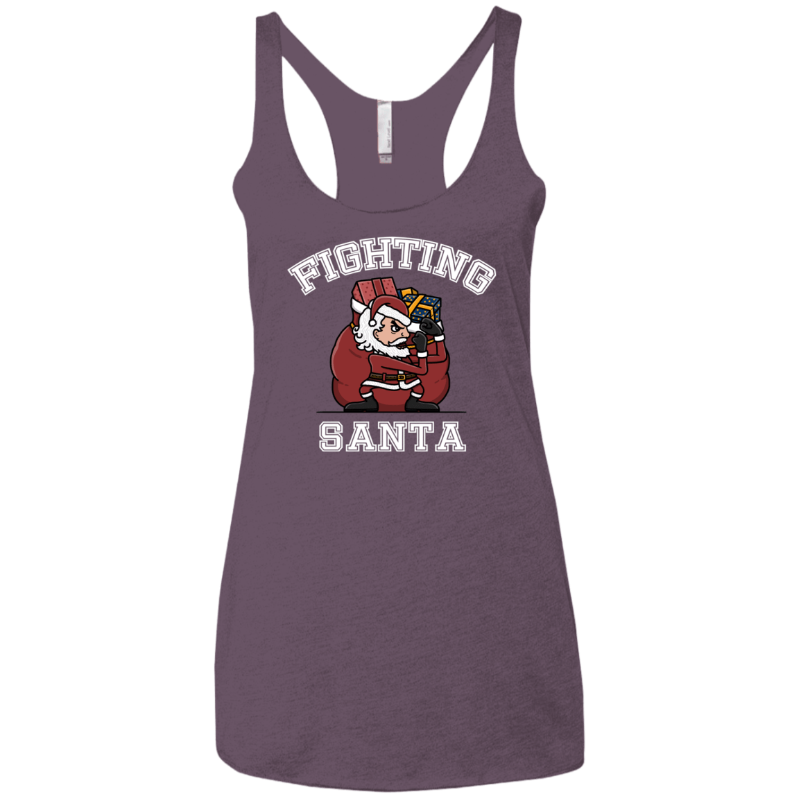 T-Shirts Vintage Purple / X-Small Fighting Santa Women's Triblend Racerback Tank