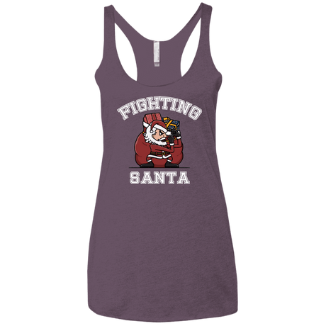 T-Shirts Vintage Purple / X-Small Fighting Santa Women's Triblend Racerback Tank