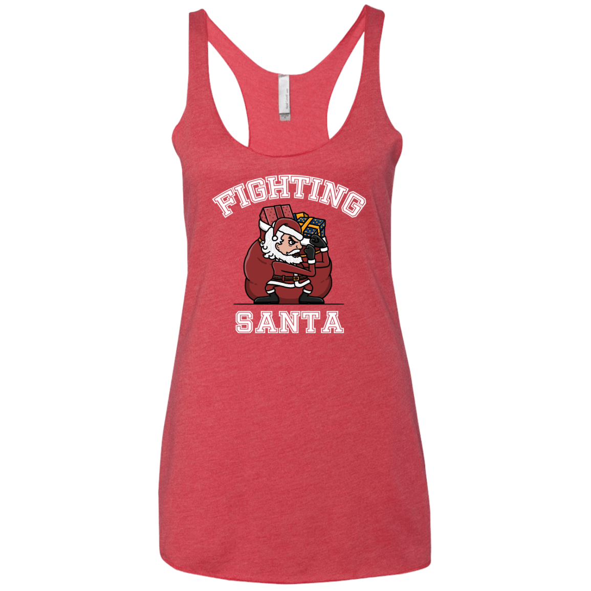 T-Shirts Vintage Red / X-Small Fighting Santa Women's Triblend Racerback Tank