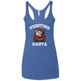 T-Shirts Vintage Royal / X-Small Fighting Santa Women's Triblend Racerback Tank