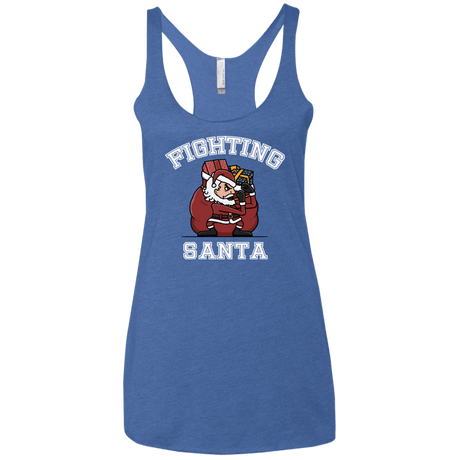 T-Shirts Vintage Royal / X-Small Fighting Santa Women's Triblend Racerback Tank
